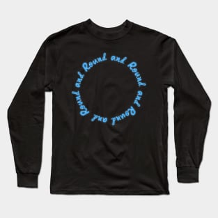 Blue Spirograph Round and Round Circle Long Sleeve T-Shirt